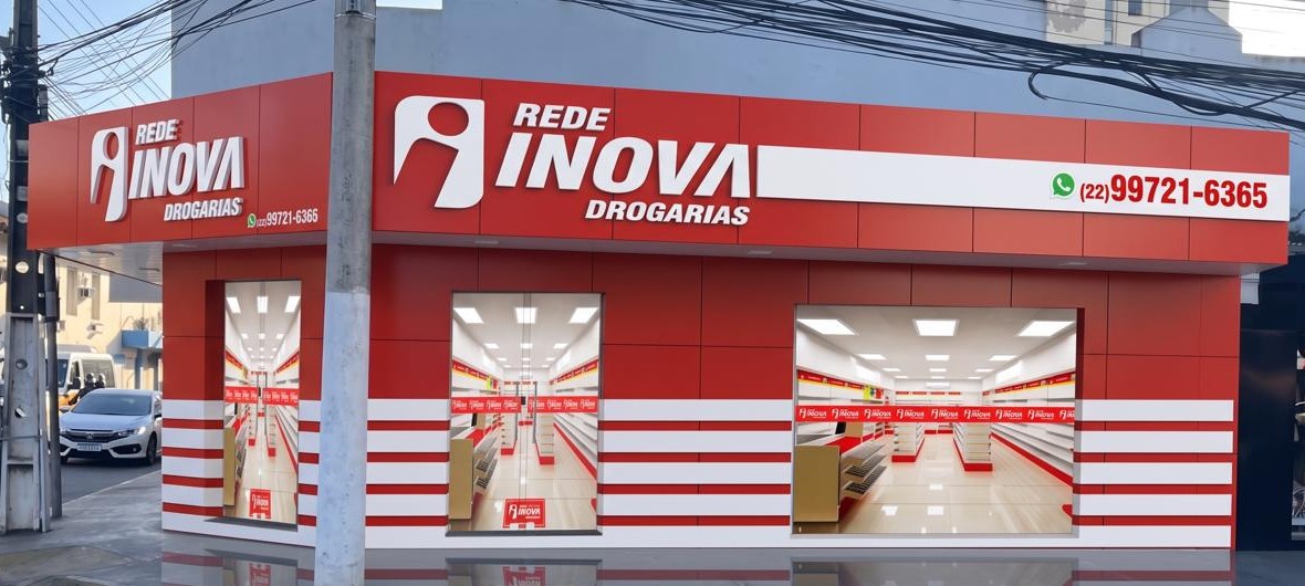 Fachada principal da Rede Inova Drogarias